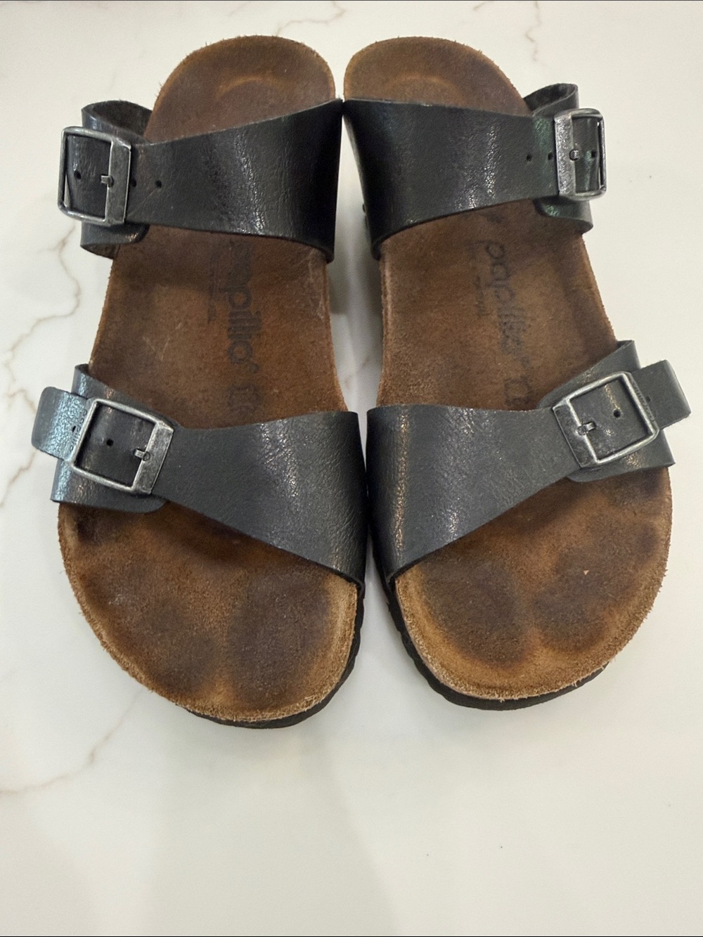 Birkenstock Black Double Strap Buckle Sandals